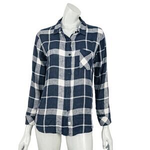 Rails Women's Button up Charlie Shirt in Navy White Plaid Check Size XS